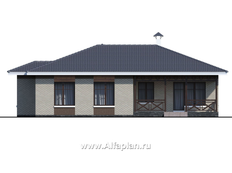 Проекты домов Альфаплан - «Покровка» - стильный одноэтажный коттедж - превью фасада №4
