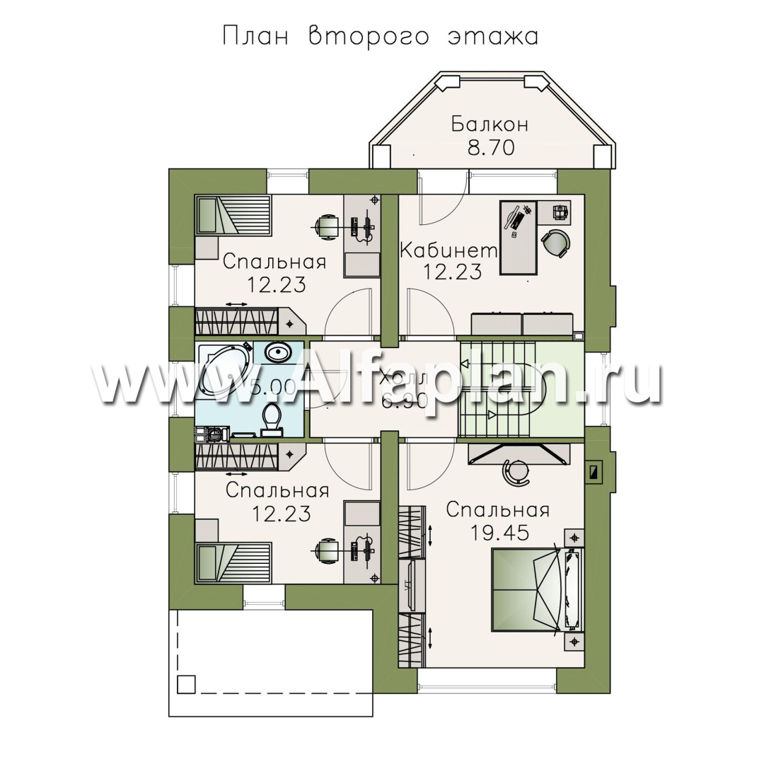 Проекты домов Альфаплан - «Стелла»- стильный дом для маленького участка - изображение плана проекта №2