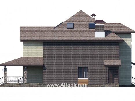 «Демидов» - проект двухэтажного дома из кирпича, с мансардой в чердаке - превью фасада дома