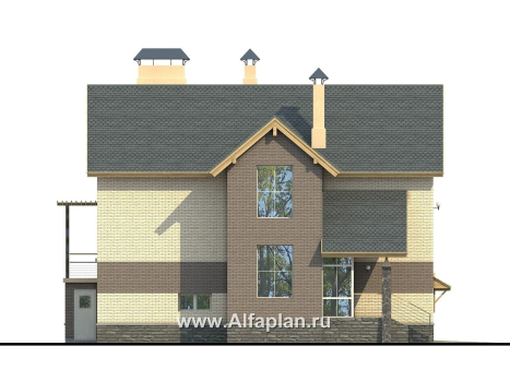Проекты домов Альфаплан - «Эврика!» - удобный дом из блоков или кирпичей для маленького участка - превью фасада №3