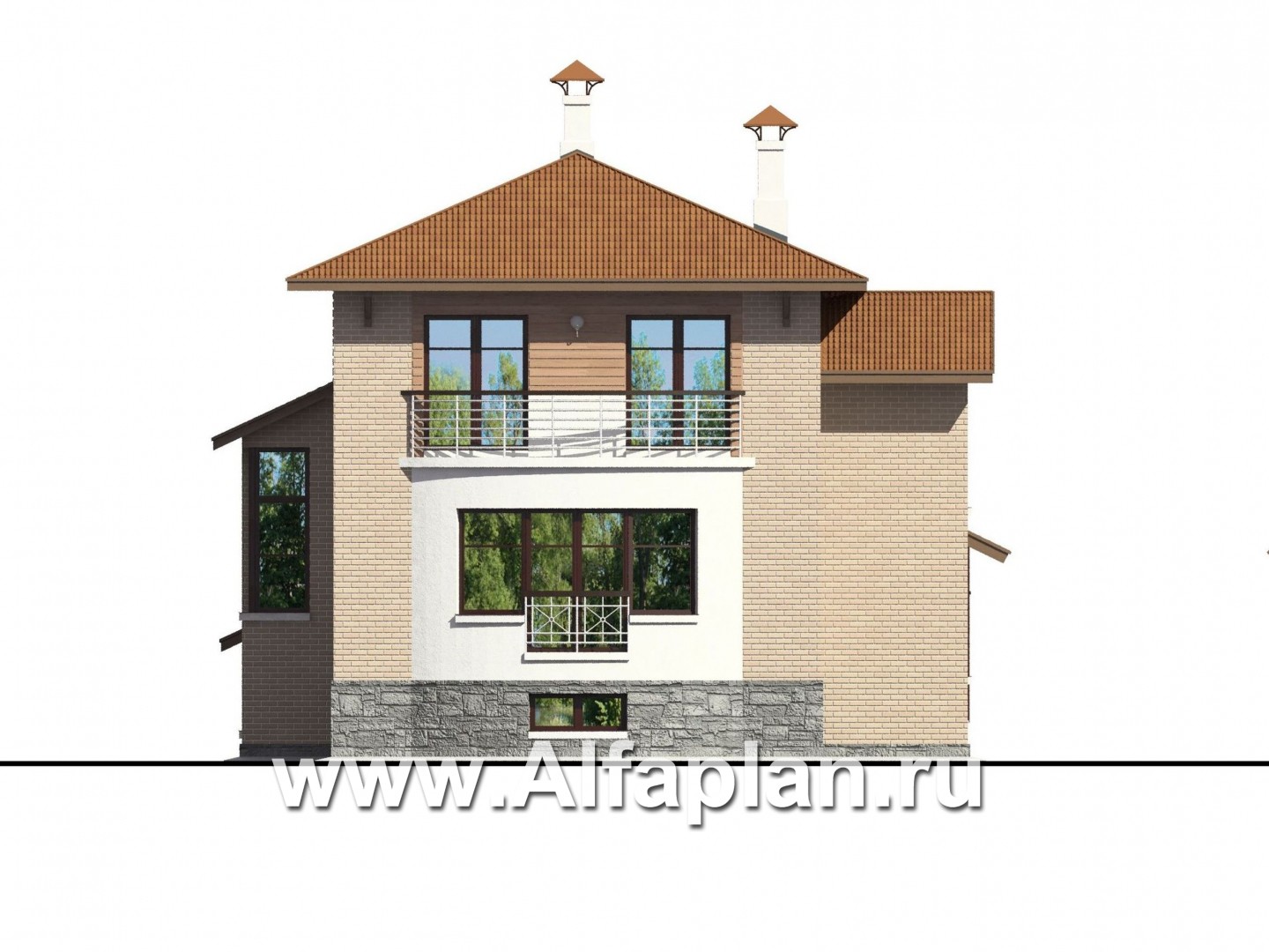 Проекты домов Альфаплан - «Светлая жизнь» - современный  коттедж с большими окнами - изображение фасада №4