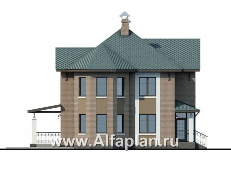 «Магнит» - красивый проект двухэтажного дома с эркером, план с кабинетом и постирочной на 1 эт, - превью фасада дома
