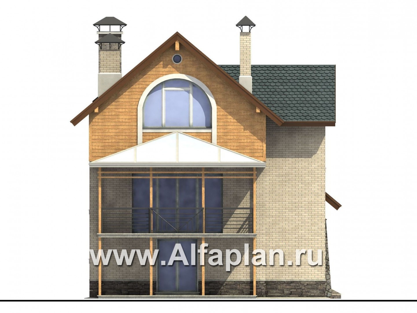 Проекты домов Альфаплан - «Экспрофессо» - комфортный дом для узкого участка - изображение фасада №4