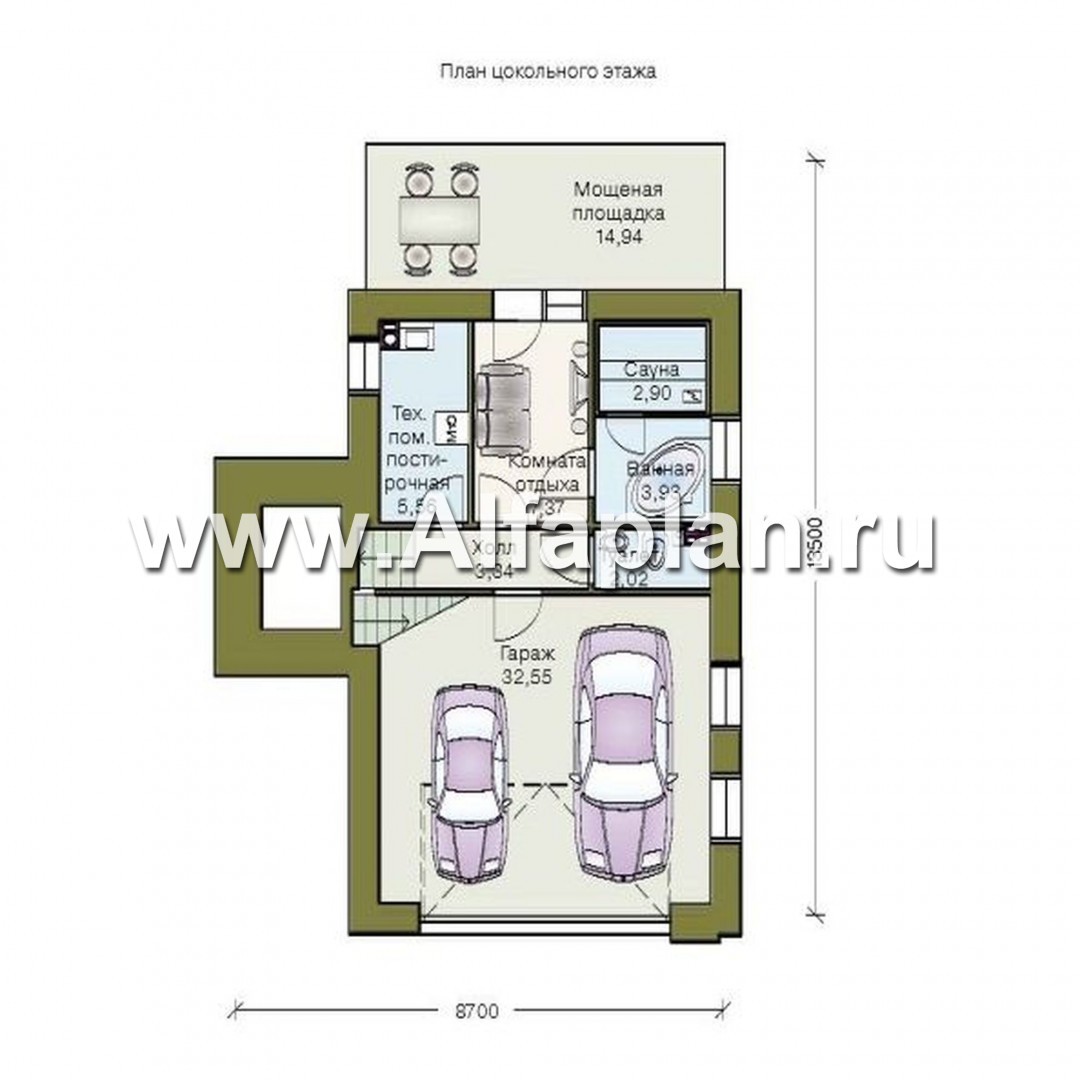 Проекты домов Альфаплан - «Экспрофессо» - комфортный дом для узкого участка - изображение плана проекта №1