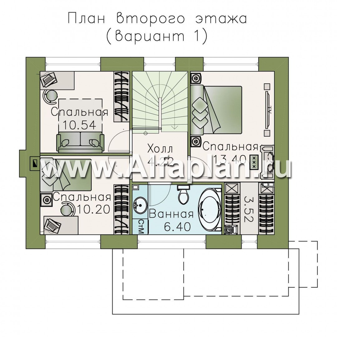 Проекты домов Альфаплан - Двухэтажный дом из кирпича «Карат» - план проекта №2