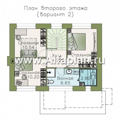 Проекты домов Альфаплан - Двухэтажный дом из кирпича «Карат» - превью плана проекта №3