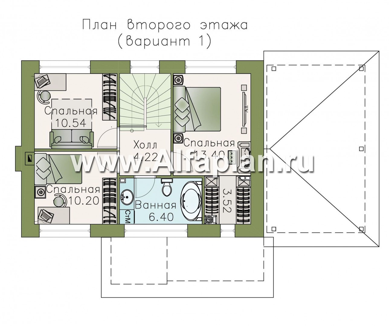 Проекты домов Альфаплан - Кирпичный дом «Карат» с гаражом навесом - изображение плана проекта №2