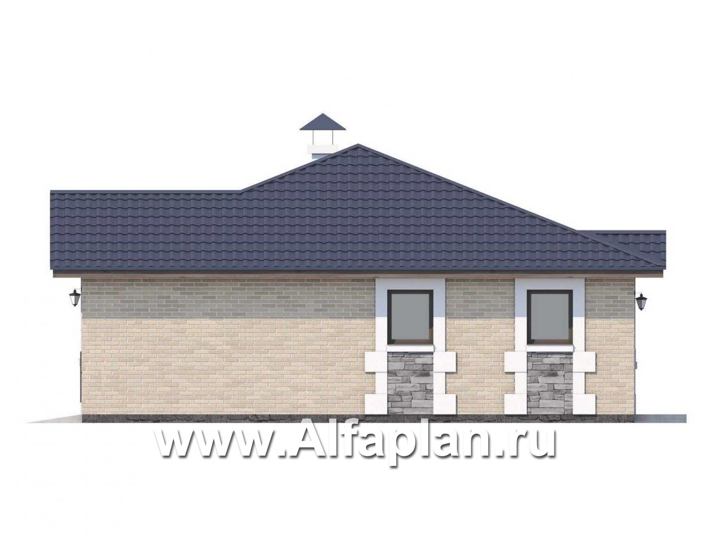 Проекты домов Альфаплан - Удобный хоз. блок с гаражом и баней - изображение фасада №2