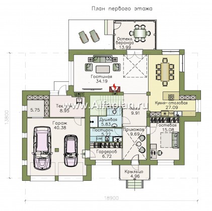 «Мелодия света» - проект двухэтажного дома, со вторым светом и с террасой, с гаражом на 2 авто - превью план дома