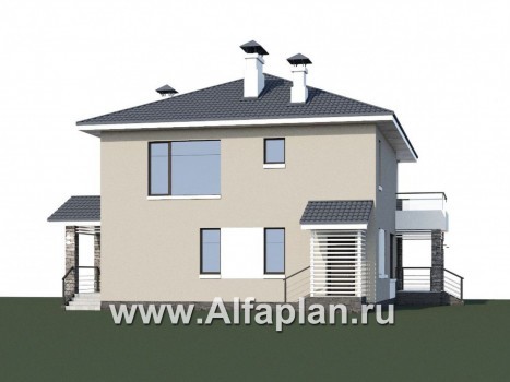 «Belissimo» - проект двухэтажного дома, в современном стиле, мастер спальня, с верандой и балконом - превью дополнительного изображения №1