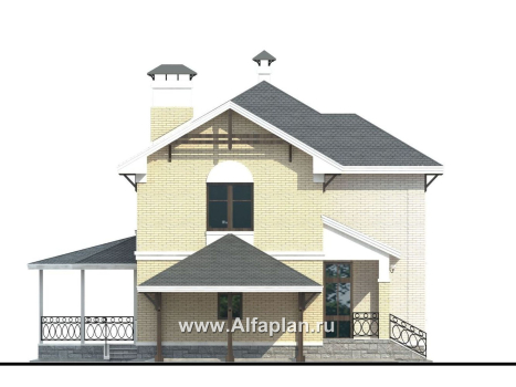 «Эйваро»-  проект двухэтажного дома из газобетона, с двусветной  столовой и с террасой - превью фасада дома