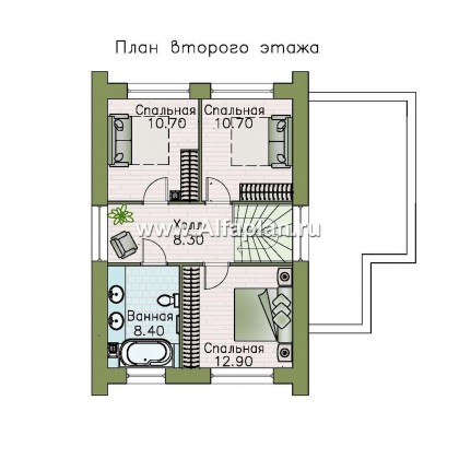 Проекты домов Альфаплан - «Барн» - современный мансардный дом с боковой террасой - превью плана проекта №3