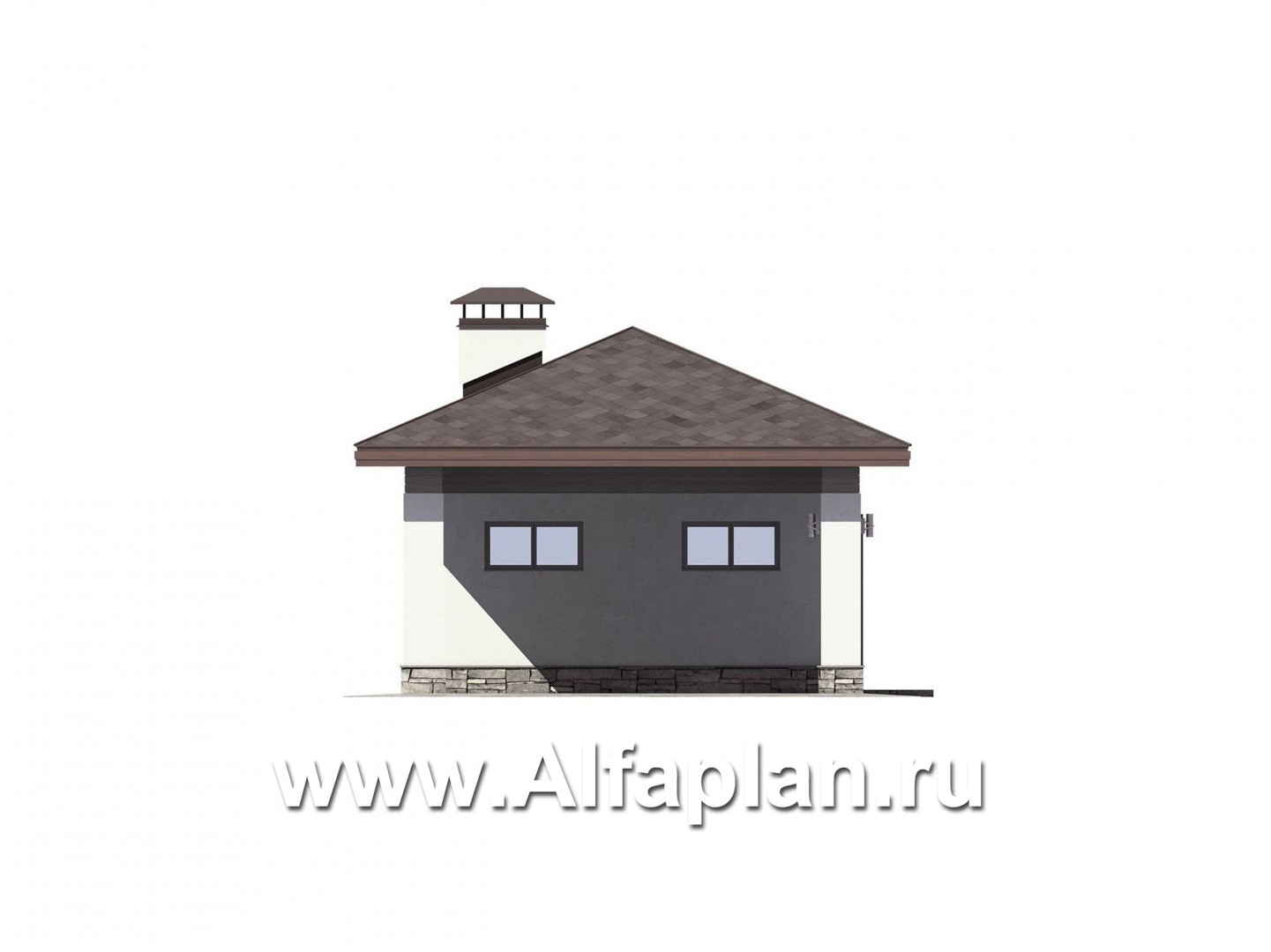 Проект хозблока с навесом на 2 авто - фасад дома