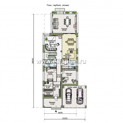 «Бетельгейзе» - проект двухэтажного дома в стиле хай-тек, вилла со вторым светом, мастер спальня - превью план дома
