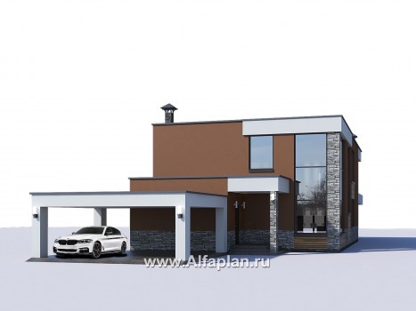 «Бетельгейзе» - проект двухэтажного дома в стиле хай-тек, вилла со вторым светом, мастер спальня, плоская крыша - превью дополнительного изображения №3