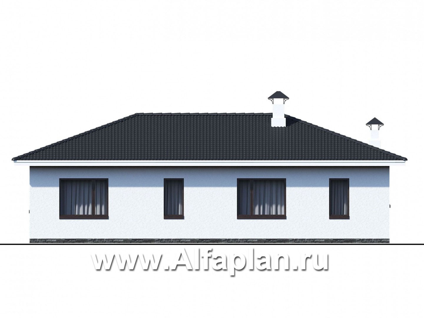 Проекты домов Альфаплан - "Гравитация" - проект одноэтажного дома с тремя спальнями - изображение фасада №3