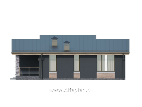 Проекты домов Альфаплан - «Корица» - проект дома с односкатной крышей, с двумя спальнями - превью фасада №4