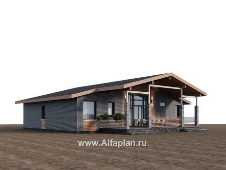 Проекты домов Альфаплан - "Форест" - проект одноэтажного дома с большой террасой - превью дополнительного изображения №2
