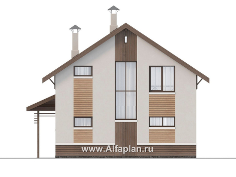 Проекты домов Альфаплан - "Бессер" - проект рационального каркасного дома - превью фасада №3