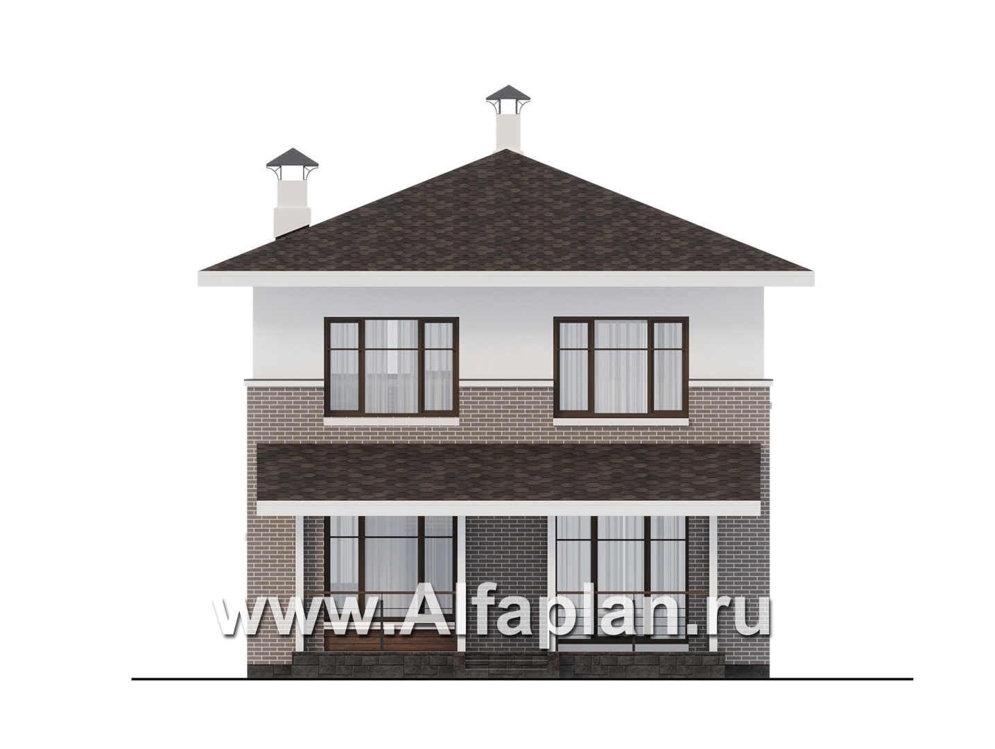 Проекты домов Альфаплан - "Остров сокровищ" - проект комфортного, простого дома из газобетона - изображение фасада №4