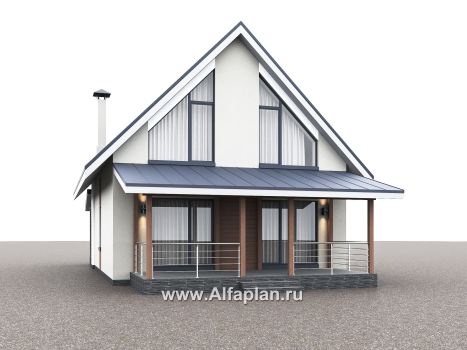 «Генезис» - проект дома с мансардой, с террасой в современном стиле - превью дополнительного изображения №2