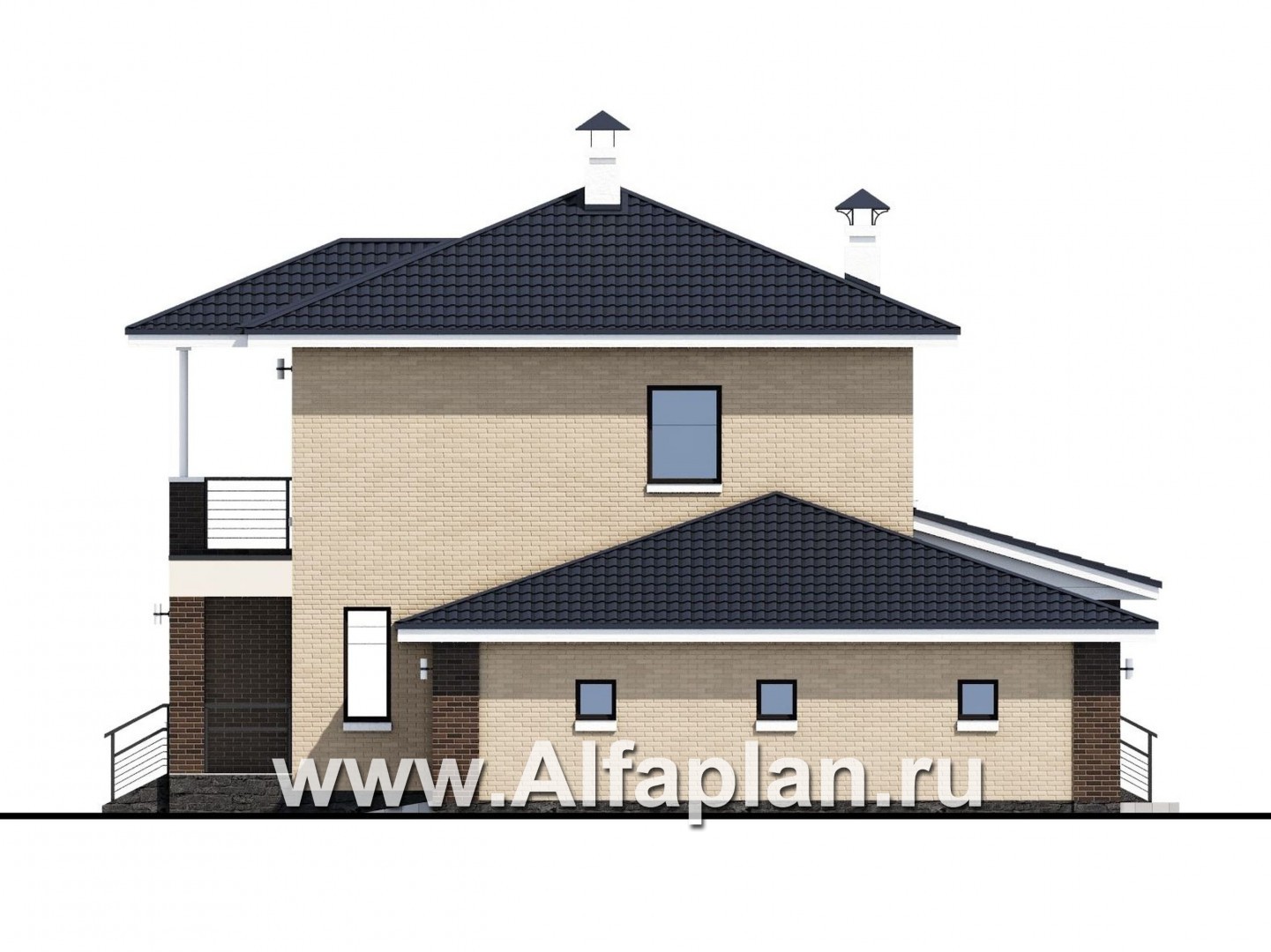 Проекты домов Альфаплан - «Рефлекс» - современный комфортабельный дом с гаражом и террасой - изображение фасада №2