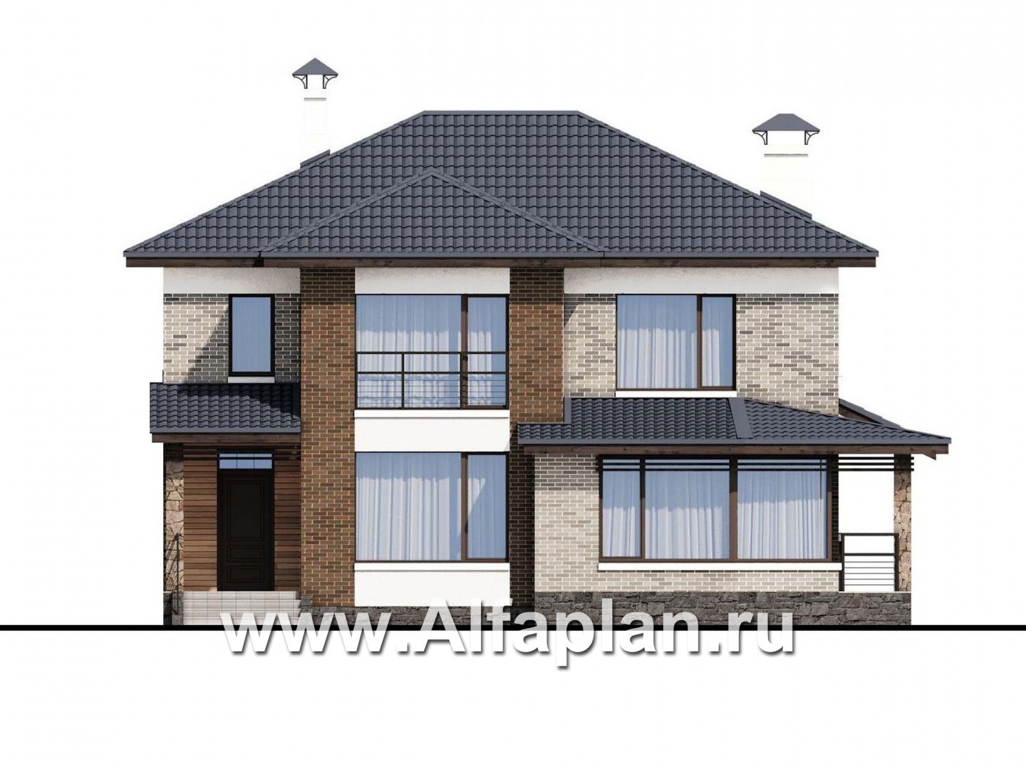 Проекты домов Альфаплан - «Высокий горизонт» - идеальный план дома на 150 квадратов - изображение фасада №1