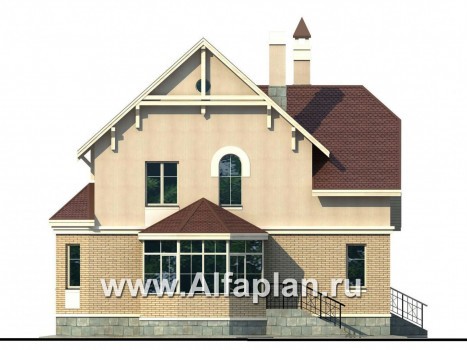 Проекты домов Альфаплан - «Успех» -двухэтажный дом  с верандой и эркером - превью фасада №4