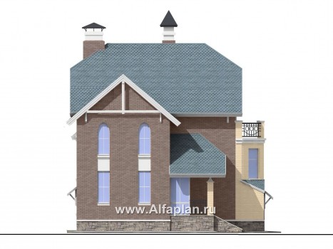Проекты домов Альфаплан - «Корвет-прогресс» - трехэтажный коттедж с двумя гаражами - превью фасада №3