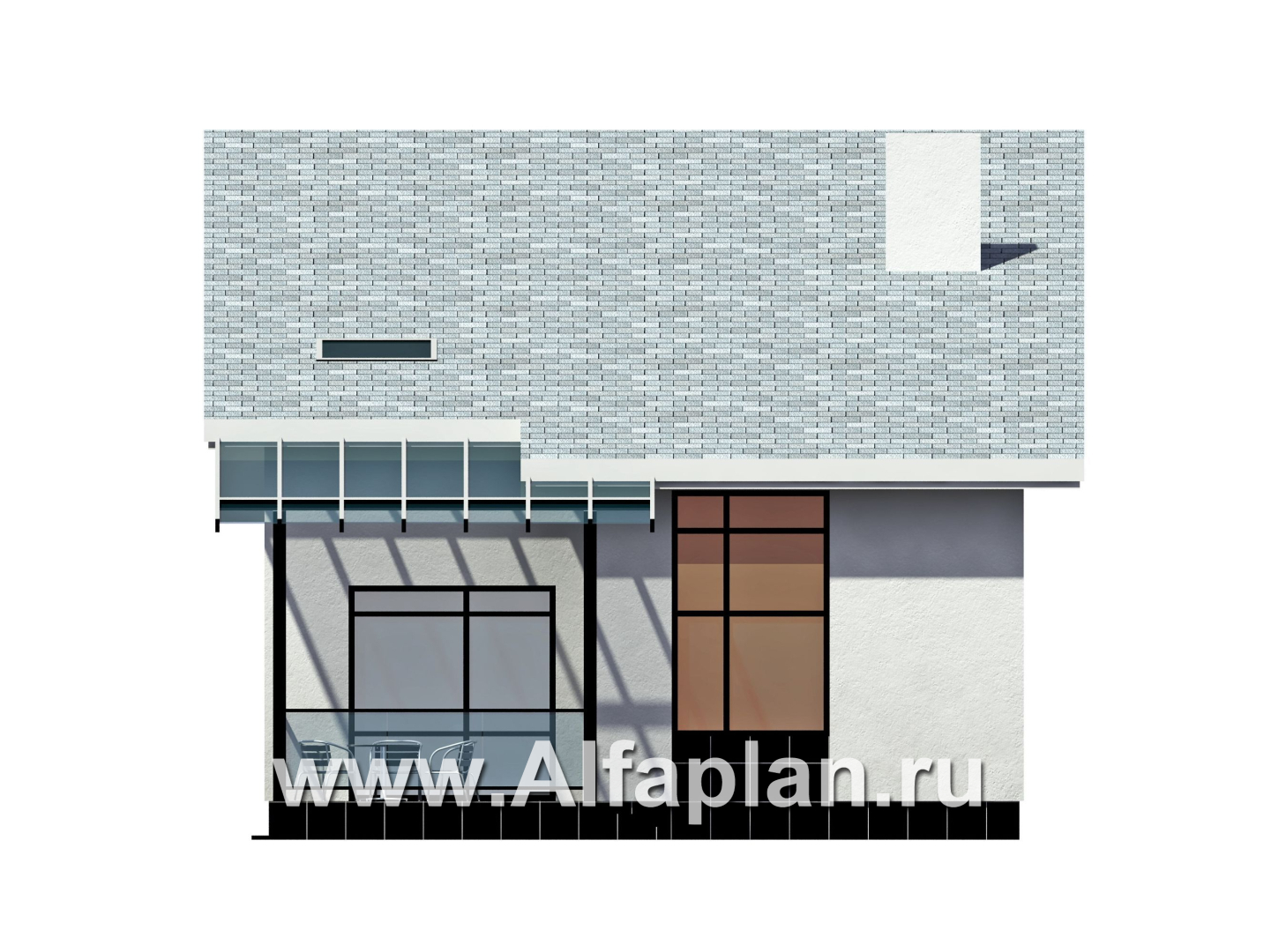 Проекты домов Альфаплан - Кирпичный дом эконом-класса с односкатной кровлей - изображение фасада №3