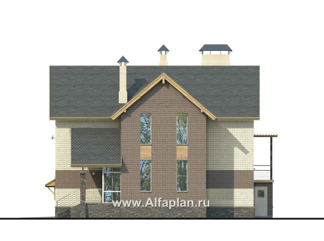 Проекты домов Альфаплан - «Эврика!» - удобный дом из блоков или кирпичей для маленького участка - превью фасада №2