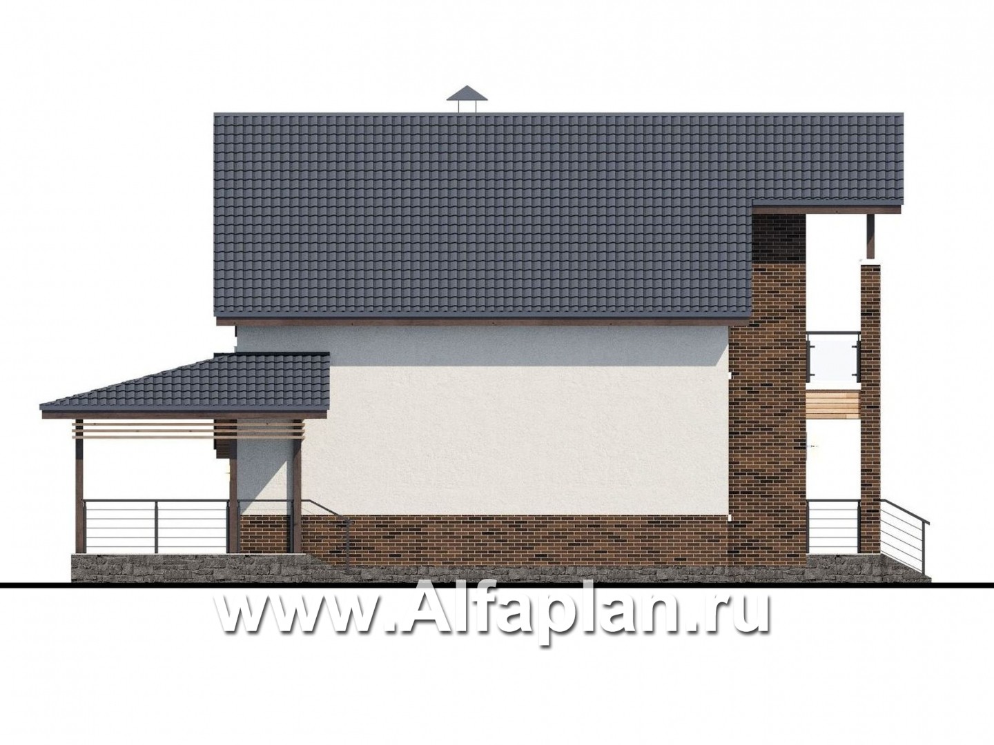 Проекты домов Альфаплан - «Галс» - двухэтажный коттедж со вторым светом и гаражом - изображение фасада №3