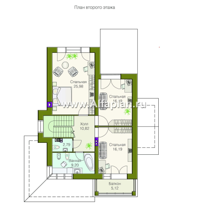 Проекты домов Альфаплан - «Вектор» - загородный коттедж с большими окнами - превью плана проекта №2