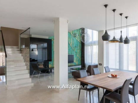 Проекты домов Альфаплан - «Современник» - коттедж с панорамными окнами - превью дополнительного изображения №5