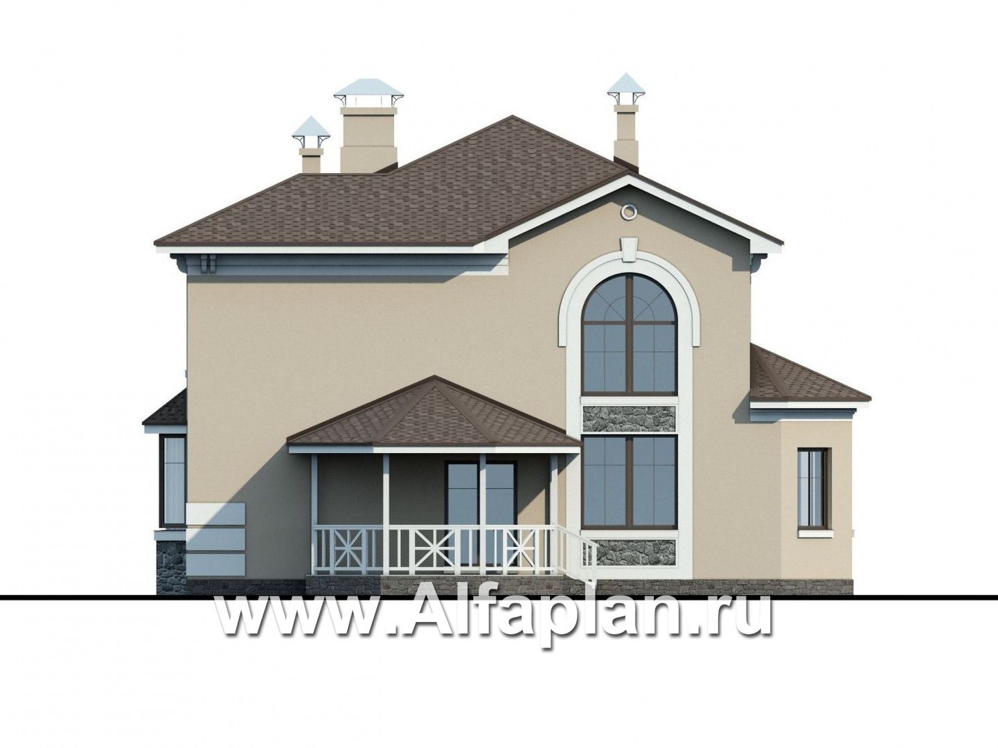Проекты домов Альфаплан - «Белоостров»- классический коттедж с удобной планом - изображение фасада №4