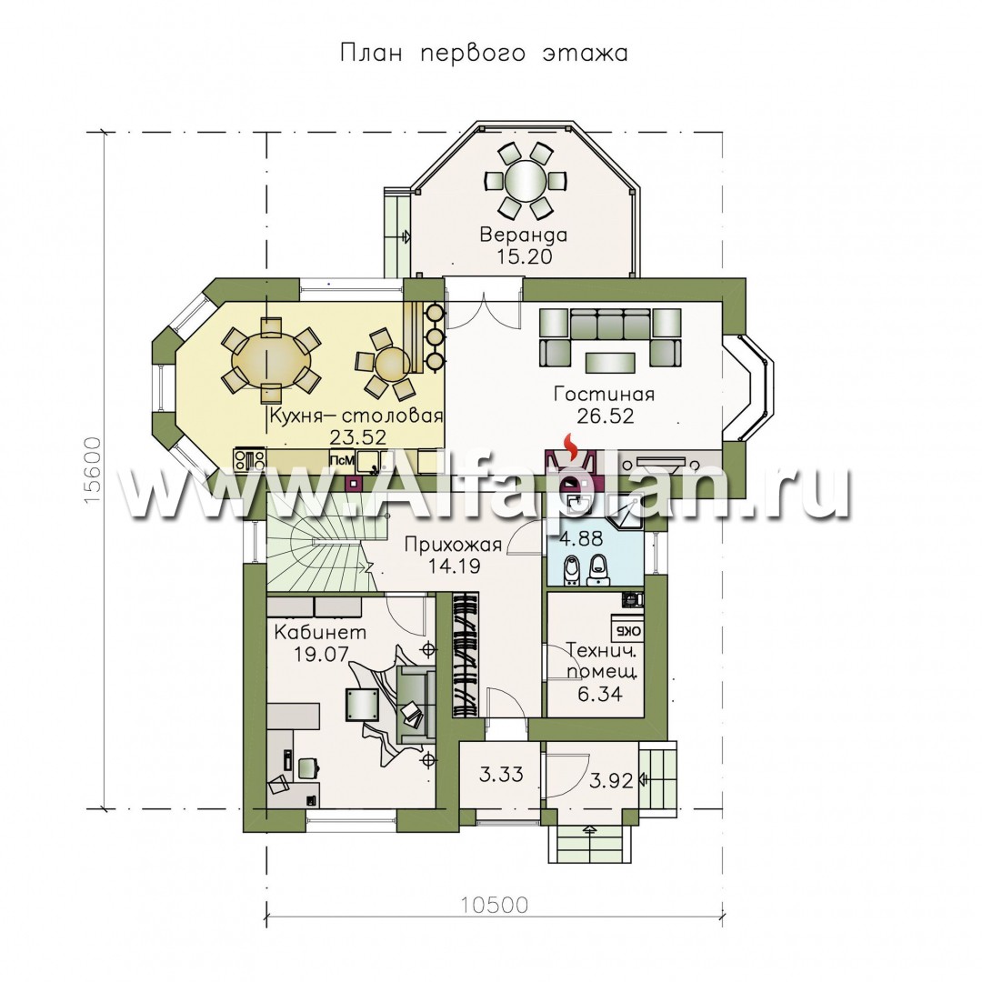 Проекты домов Альфаплан - «Белоостров»- классический коттедж с удобной планом - план проекта №1