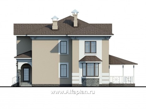 Проекты домов Альфаплан - «Белоостров»- классический коттедж с удобной планом - превью фасада №2