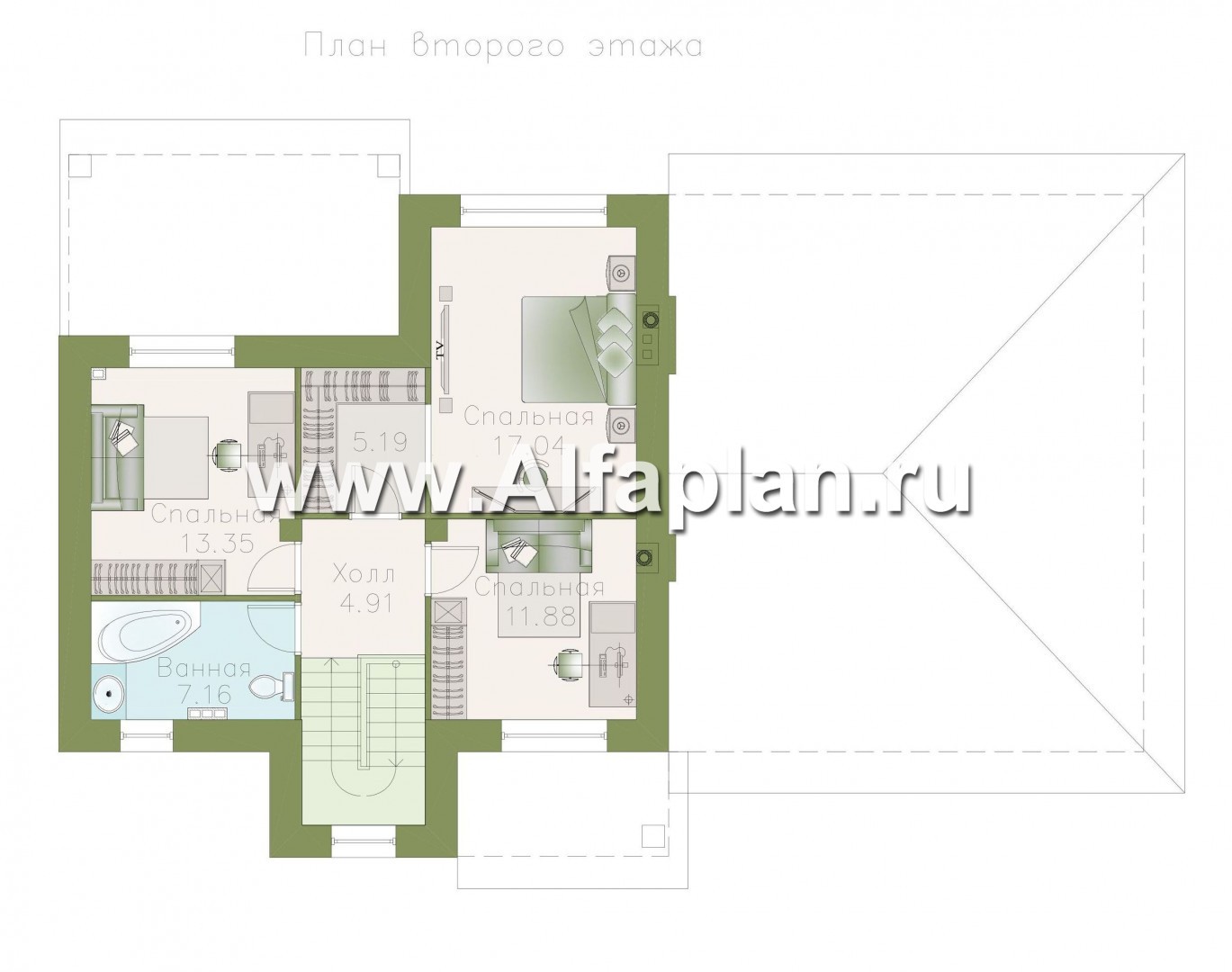 Проекты домов Альфаплан - «Виконт»- двухэтажный дом с большим гаражом и отличной планировкой - изображение плана проекта №2