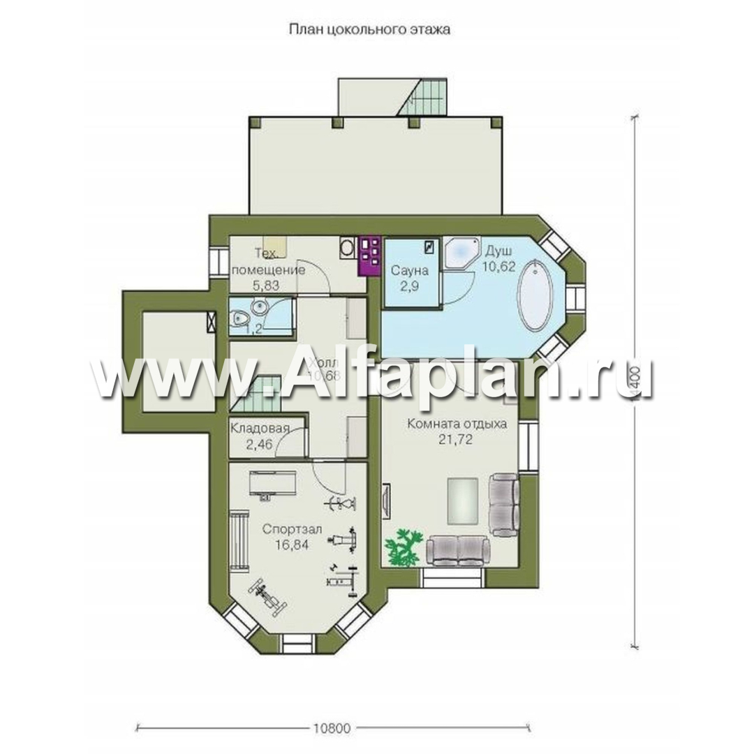 «Лаура» - проект двухэтажного загородного дома,с эркером и с террасой, с цокольным этажом - план дома