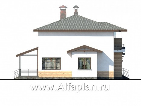 Проекты домов Альфаплан - «Тренд» - современный загородный дом с навесом для машины - превью фасада №3