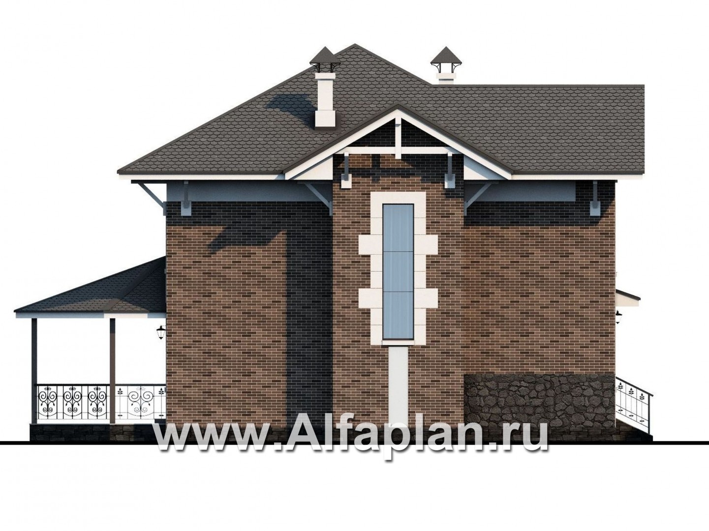 Проекты домов Альфаплан - «Фея сирени» — изящный дом для небольшого участка - изображение фасада №3