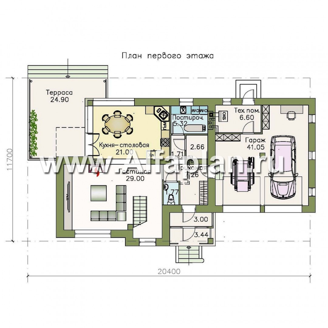 Проекты домов Альфаплан - «Дипломат Плюс» - дом с бильярдной и гаражом на два автомобиля - изображение плана проекта №1