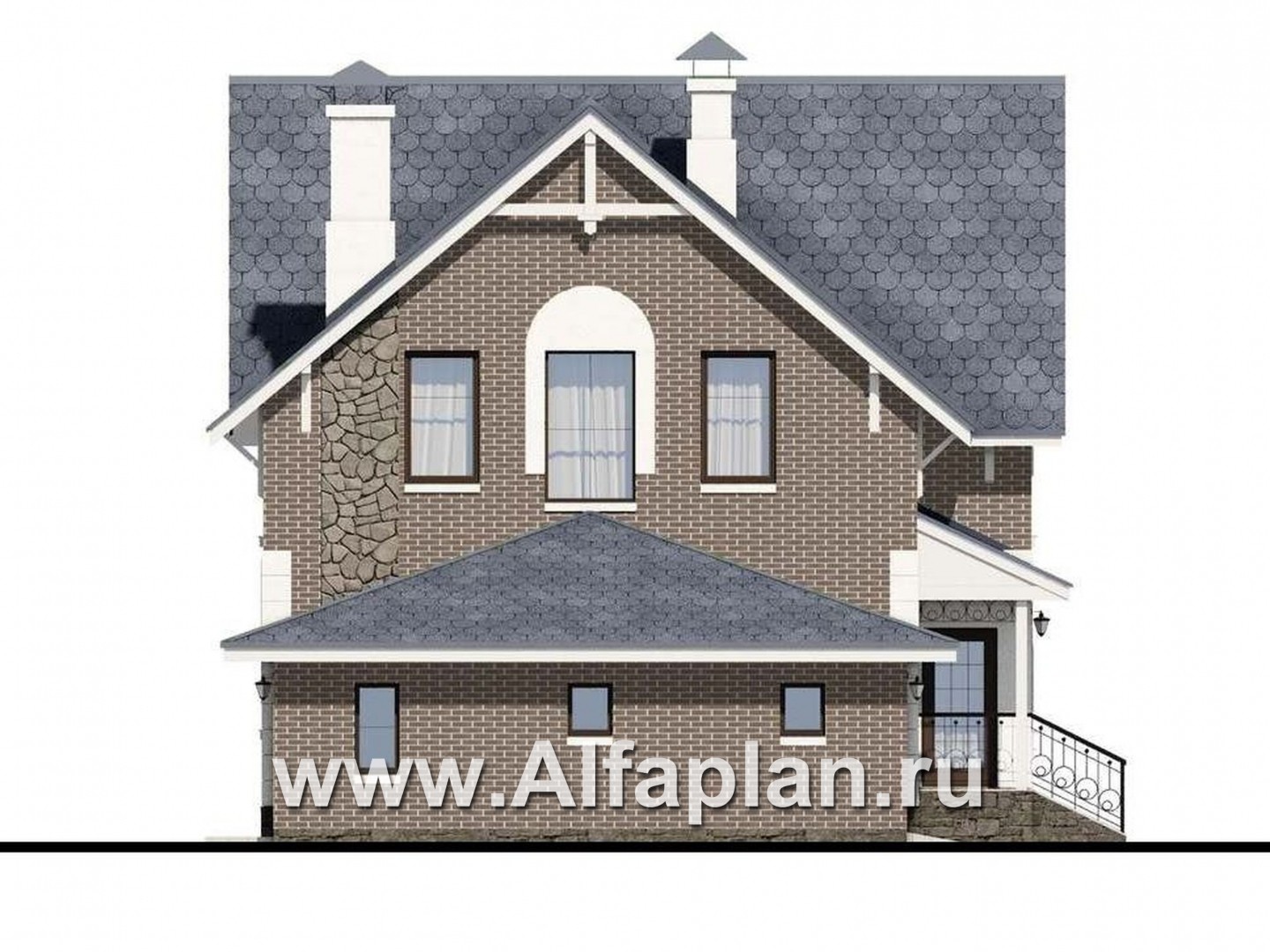 Проекты домов Альфаплан - «Оптима»- красивый дом с гаражом для загородного отдыха  - изображение фасада №3