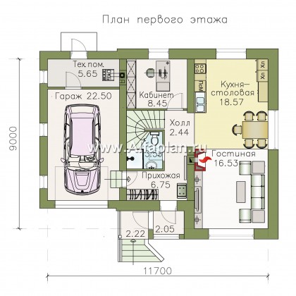 Проекты домов Альфаплан - «Оптима»- красивый дом с гаражом для загородного отдыха  - превью плана проекта №1