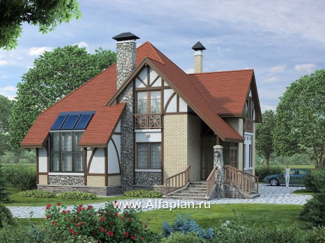 Проекты домов Альфаплан - «Зонненхаус» - коттедж  с солнечной гостиной - превью дополнительного изображения №1