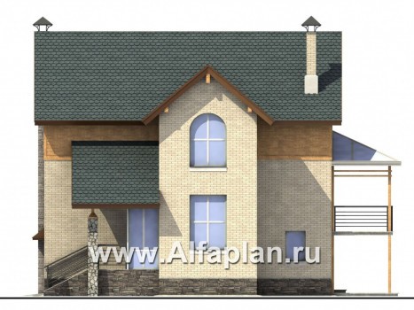 Проекты домов Альфаплан - «Экспрофессо» - комфортный дом для узкого участка - превью фасада №2