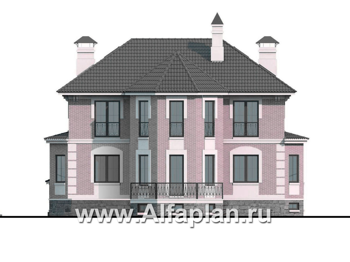 Проекты домов Альфаплан - «Головин плюс» - особняк в стиле Петровских традиций - изображение фасада №4
