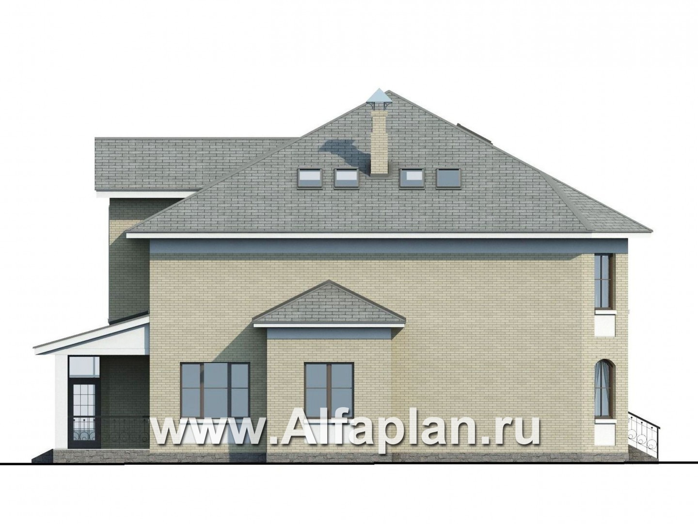 Проекты домов Альфаплан - «Рюрик» - солидный дом для солидной семьи - изображение фасада №3