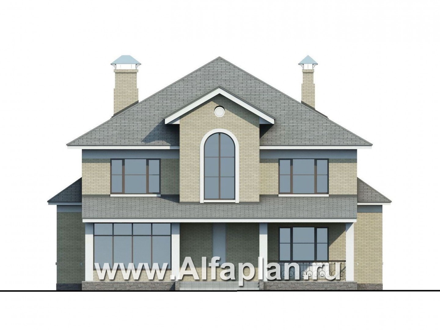 Проекты домов Альфаплан - «Рюрик» - солидный дом для солидной семьи - изображение фасада №4