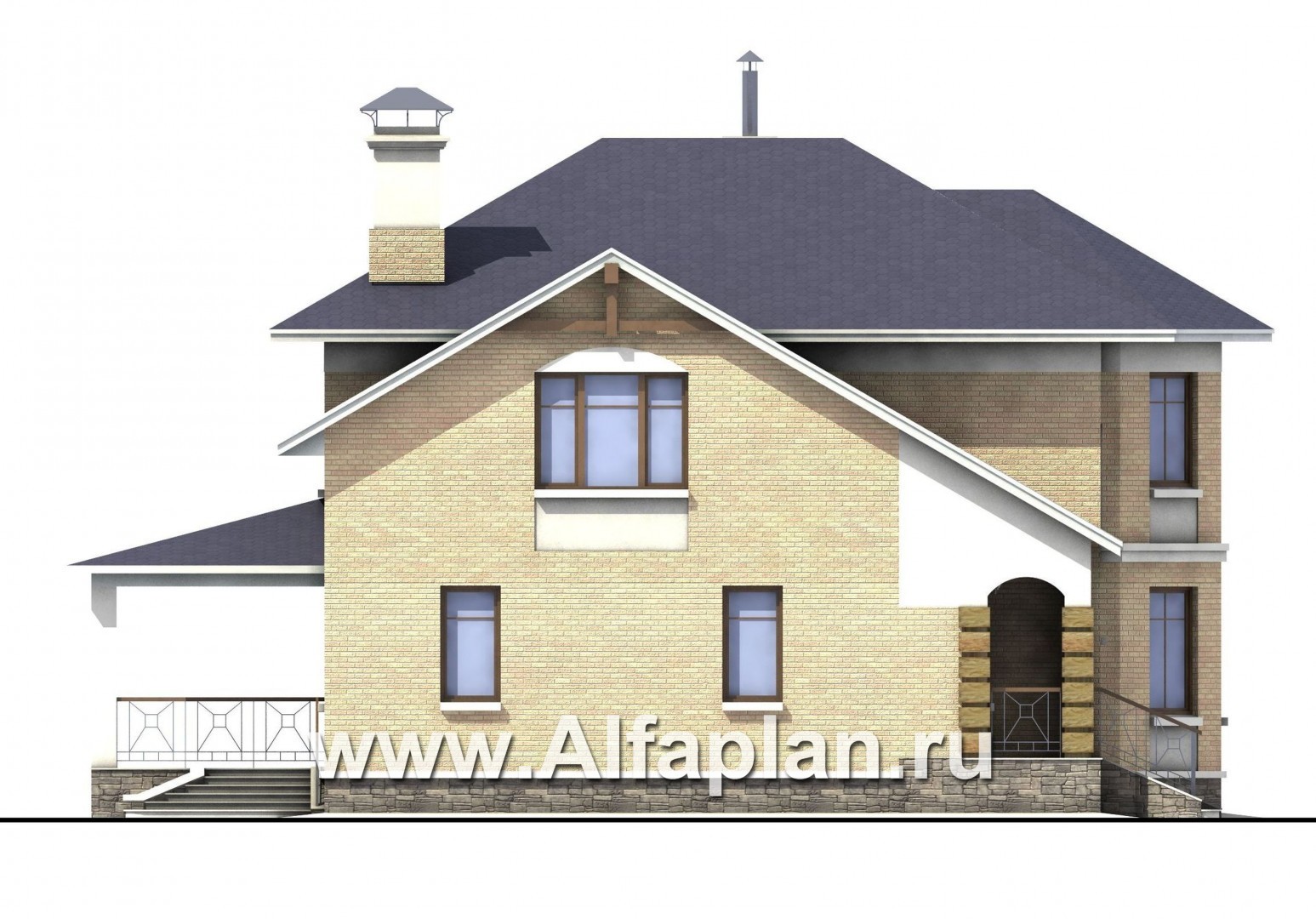 Проекты домов Альфаплан - «Ювенил» - двухэтажный загородный дом - изображение фасада №3
